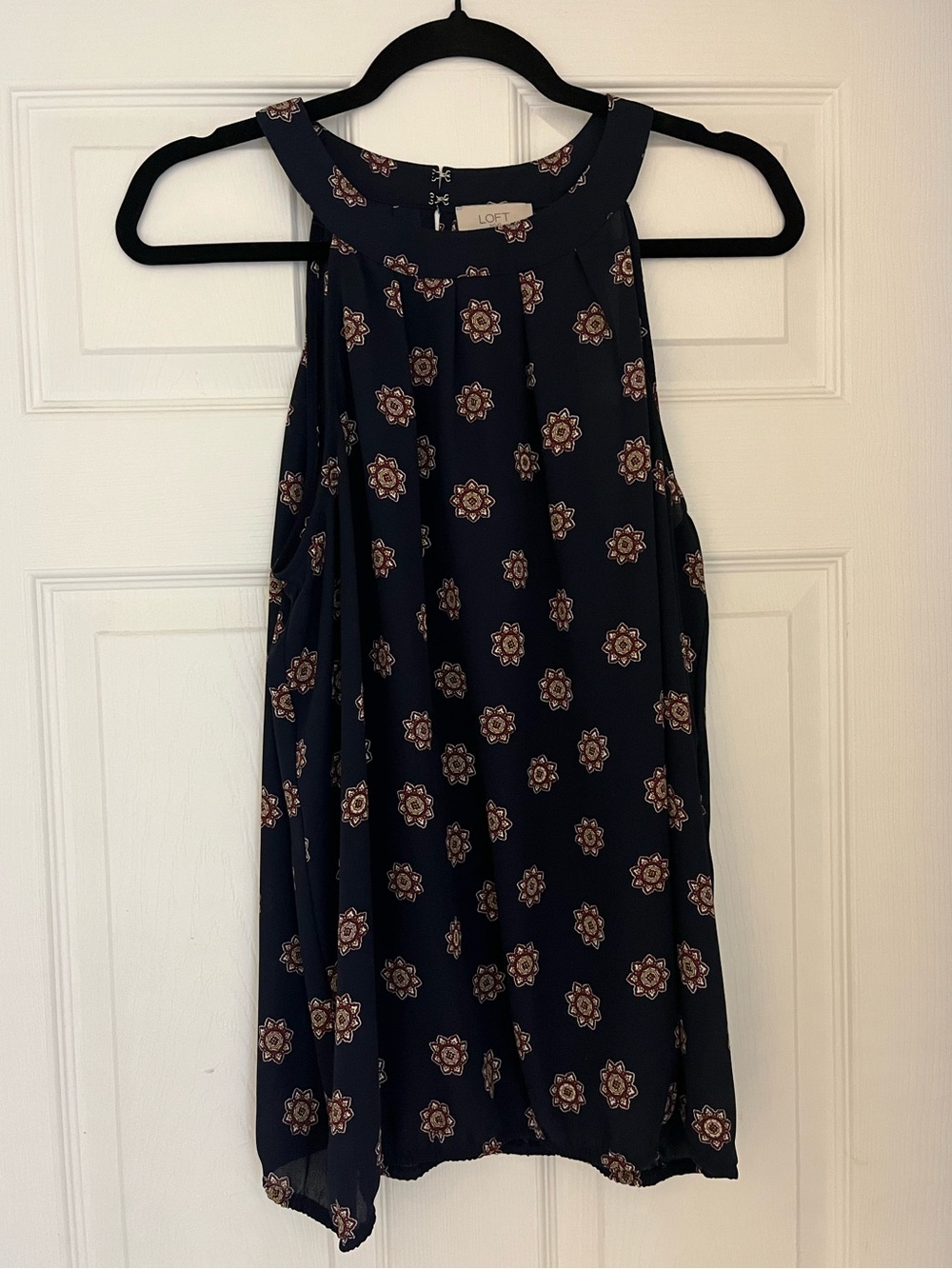 LOFT Navy Floral Halter-Style Camisole